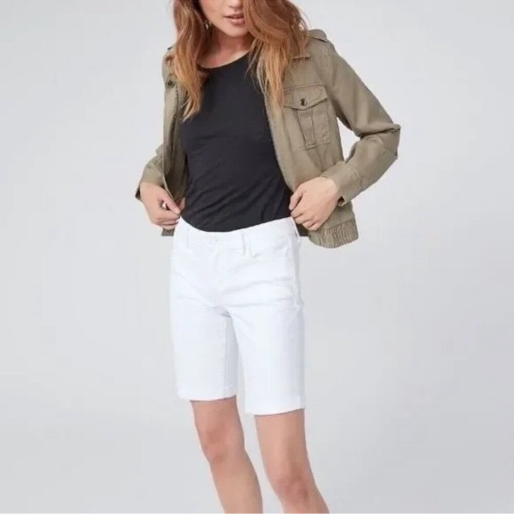 Paige White Jax Knee Jorts Denim Bermuda Shorts Size 28